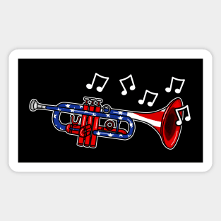 4th July Trumpet Trumpeter American Flag Sticker